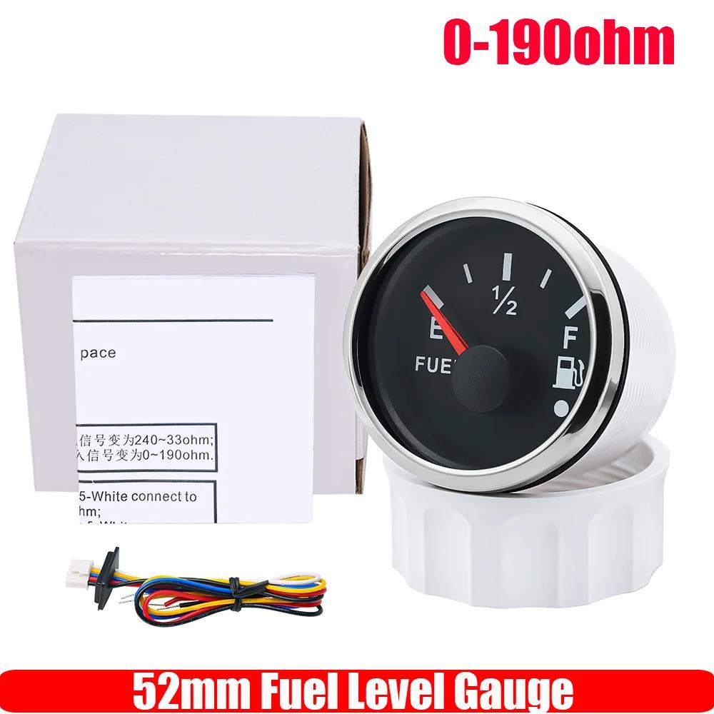 0-190 Ohm Red Light 52mm Fuel Level Gauge with Alarm+Fuel Level Sensor 100-600mm Oil Tank Meter for Gasoline Diesel Car Custom gauge without Sensor