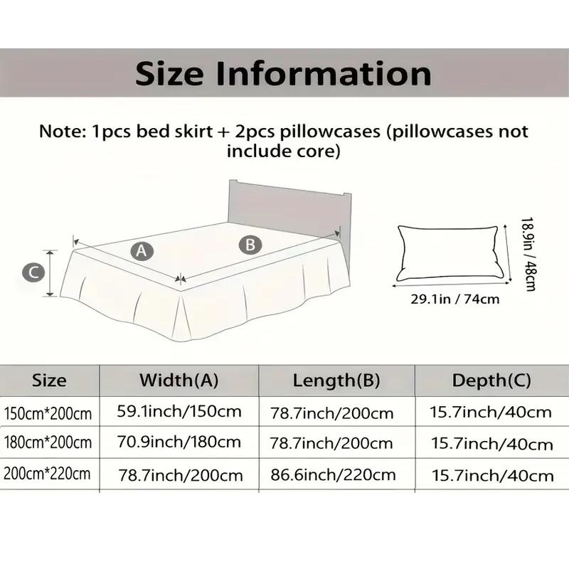 3Pcs Summer Bed Skirt Style Bedspread Lace European Style Three Piece Set Skirt Style Bed Cover Mattress Dust Protection Cover