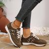 Fashion Leopard Suede Woman's Sneakers  Autumn Lace Up Designer Sports Shoes Plus Size 46 Comfort Winter Tennis Shoes Female