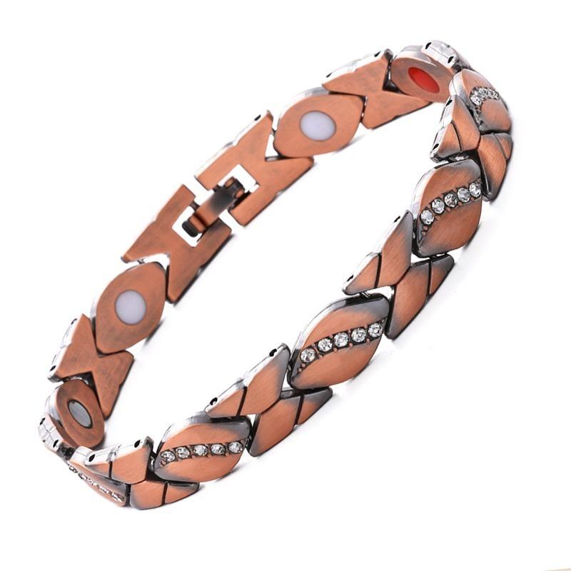Retro Zirkon Magnetischer Edelstahl Armband für Männer Frauen Blatt Magnet Mode Exquisiter Schmuck Geschenke Zubehör