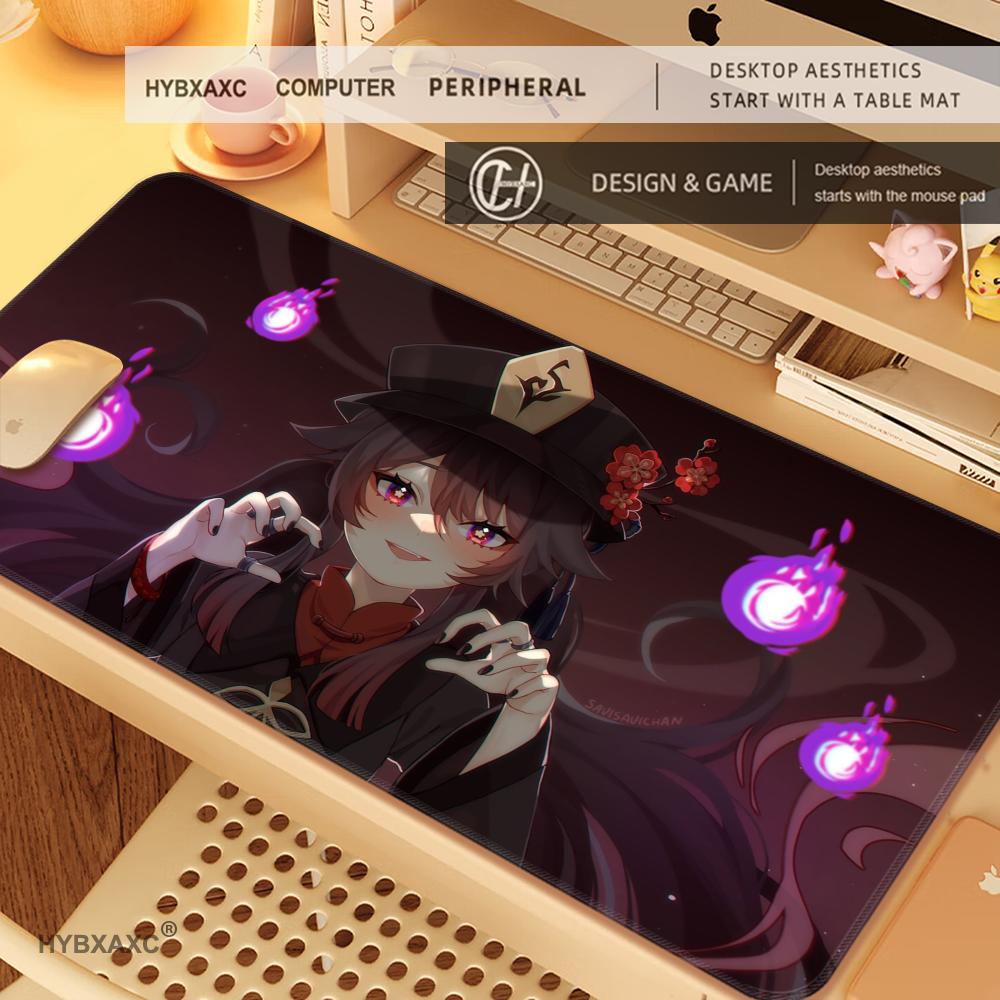 HYBXAXC Genshin Impact Hu Tao Anime Rubber Mouse Pad Large Mousepad Mat Deskmat Pc Accessories Desk Protector Gamer Keyboard Pad