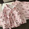 Summer Pink Striped Hello Kitty Pajamas Women's Summer Short-sleeved Trousers Two-piece Set Women's Casual Loungewear