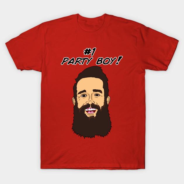 

Men Black Print T-shirt #1 Party Boy No-Cut Transfer Paper Print Cotton Tshirt 4XL красный