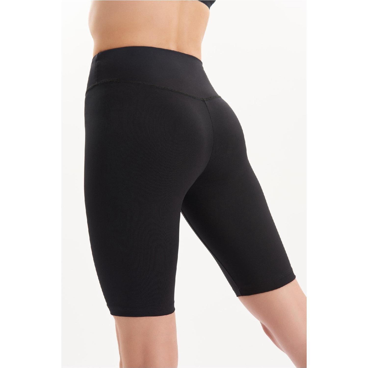 

Женские байкерские тайтсы короткие тонкие с высокой талией 7103 XS чёрный