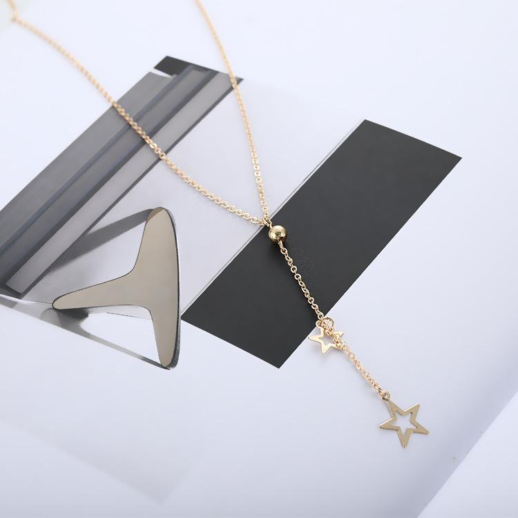Modische und beliebte einfache fünfzackige Sternanhänger-Halskette, Stern Y-förmige Halskette