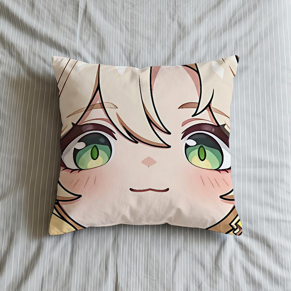 Face Impact Cushion Cover Soft Case Genshin Sofa Living Game Room Home Comfortable Office Decor Protective Q Cute Pillow