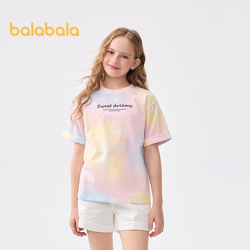 

Девочковая футболка Balabala с коротким рукавом, охлаждающая, с эффектом тай-дай 140