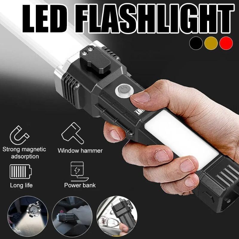 3pcs Multifunctional Safety Hammer Auto Repair Work Light Charging Treasure Emergency Broken Window Escape Outdoor Bright Flashlight