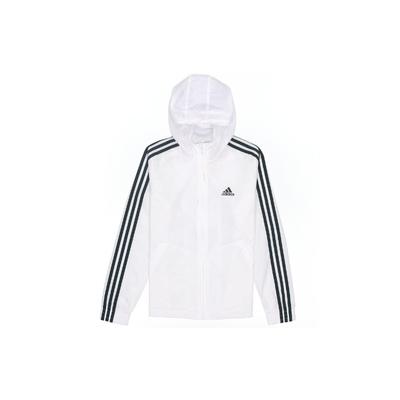Women's White 3-Stripes Hooded Windbreaker Jacket H10243