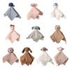 Toalha de Conforto para Bebê Desenho Animado Padrão de Animal de Pelúcia Tema Calmante Boneca Brinquedo de Algodão Lenço de Crochê