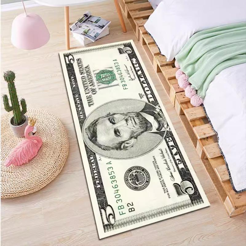 US Dollar Printing Kitchen Mat - American Currency Design Carpet with Greenback Pattern for Home Living Room Bedroom Decoration