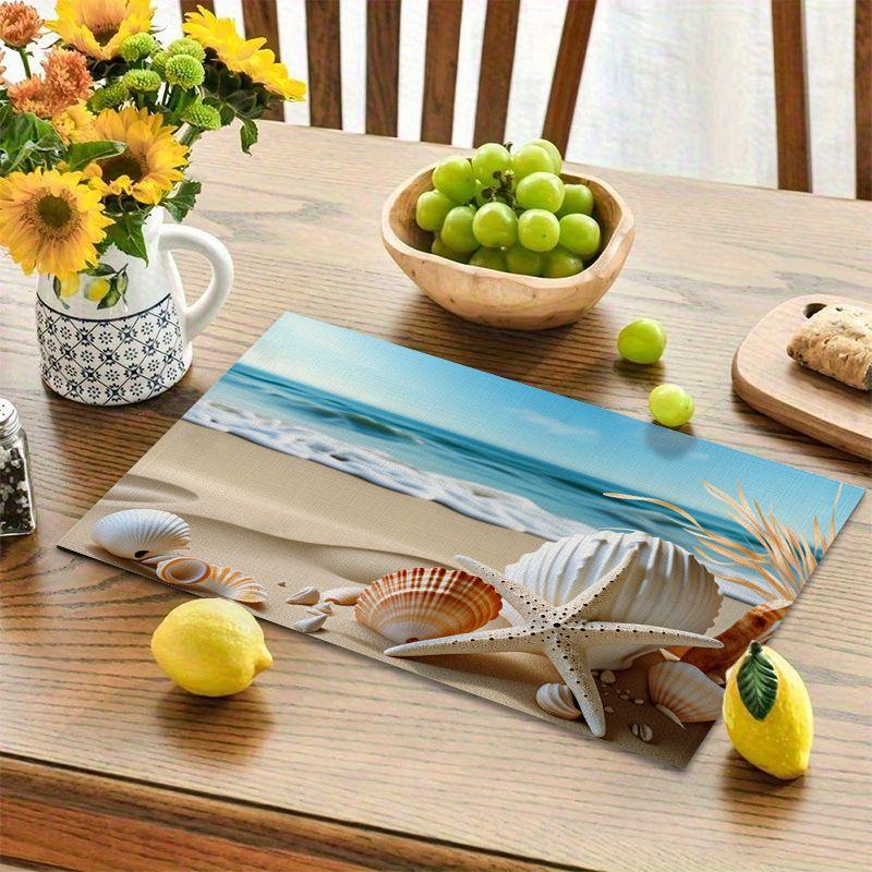 4Pcs, Beach Shell Placemats, the Best Placemats, Washable, Suitable for Holiday Parties, Home Decor
