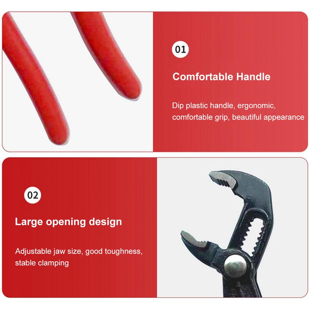 7/10/12 Inch Soft Grip Waterpump Pliers Sliding Groove Design Multi-function Pliers Fast Adjustable High Hardness for Pipeline