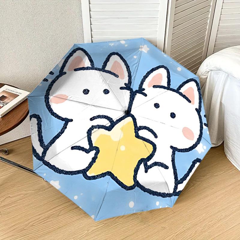 Entzückender Katze Sternenhimmel Regenschirm: Automatisches Öffnen & Schließen, Outdoor-Reiseaccessoire, Perfektes Geschenk 122