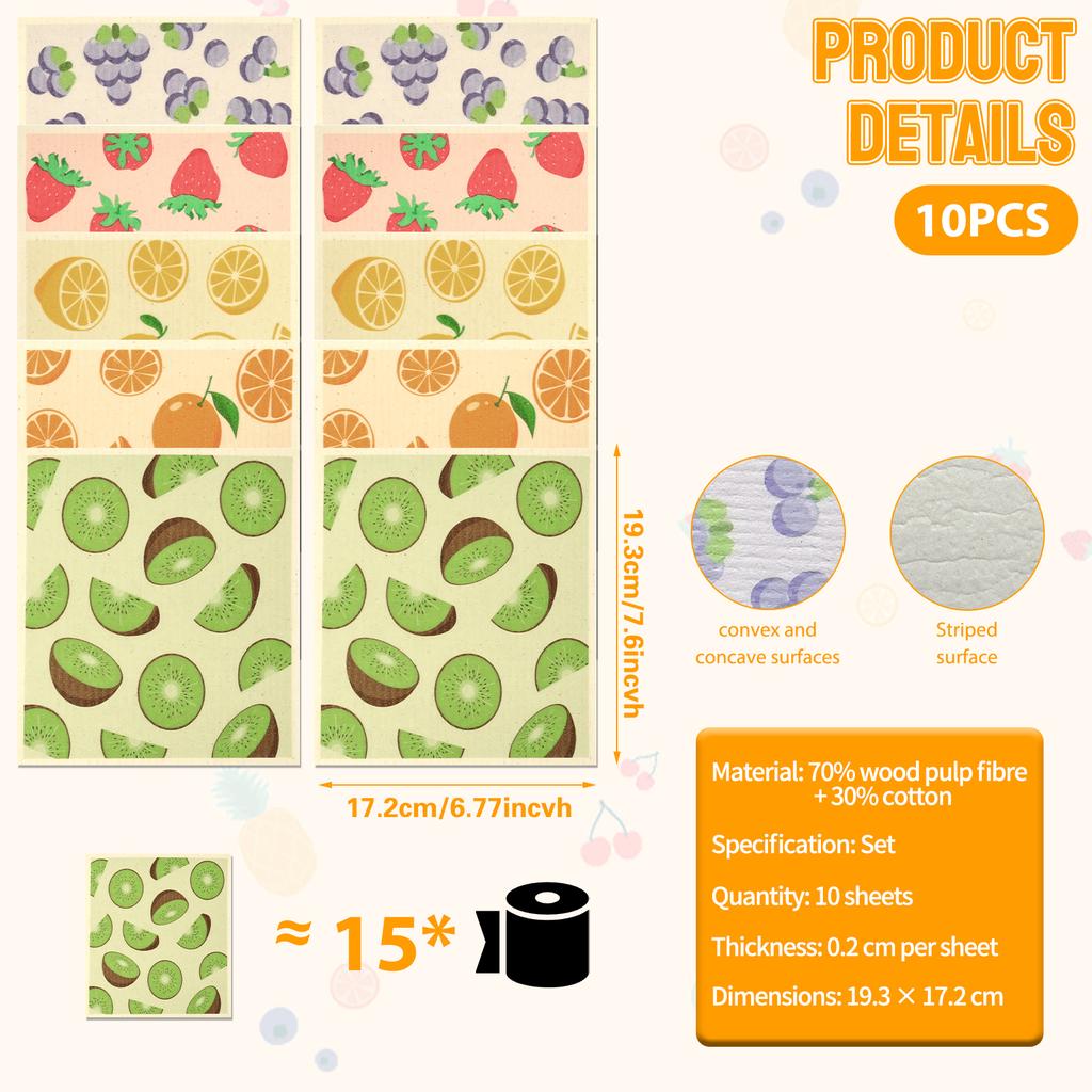 6-12Pcs Kitchen Dish Towels Reusable Dishcloths Absorbent Swedish Dishcloths Kitchen Dish Rags Soft Non-woven Cleaning Cloth