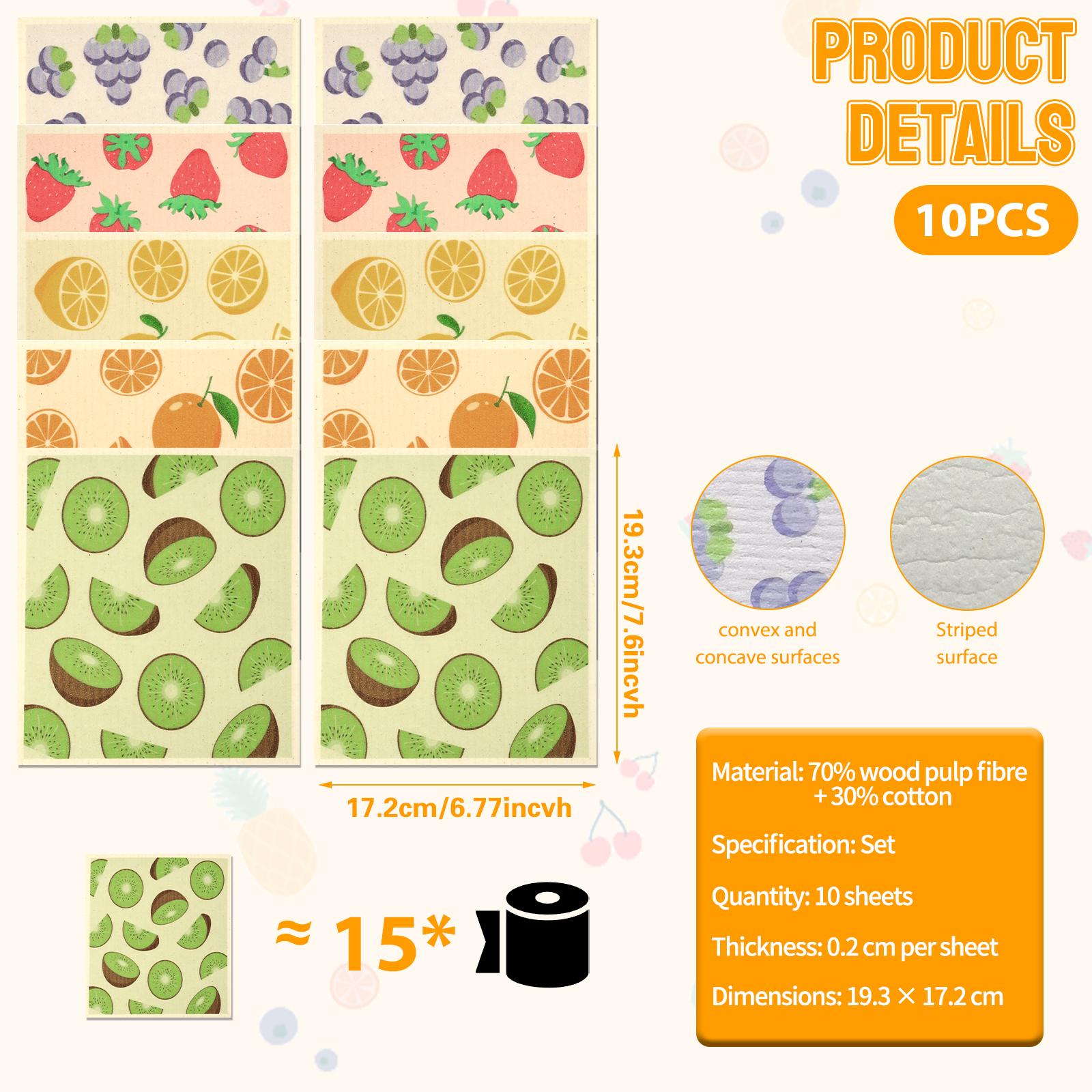 10Pcs Kitchen Dish Towels Reusable Kitchen Dish Towels Absorbent Dish Rags Non Scratch Swedish Kitchen Towel for Washing Dishes