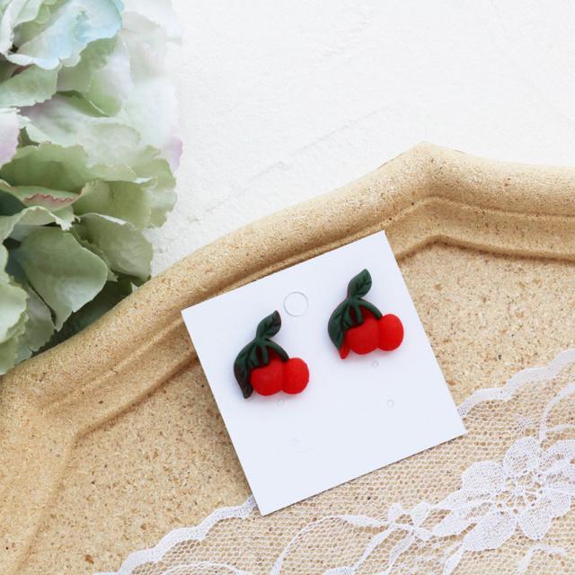 Cute Fruits Vegetable Resin Stud Earrings For Women Cute Summer Cherry Avocado Lemon Shaped Girl Ear Jewelry Gifts