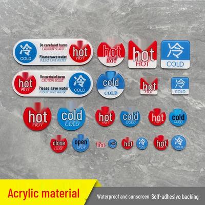 In-Stock Acrylic Hot & Cold Faucet Label Sticker for Hotel Bathroom