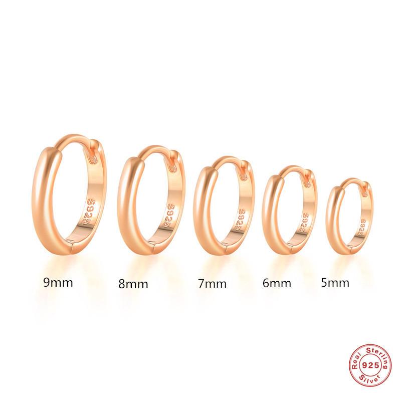 Cercei Clasici Minimaliști din Argint Sterling 925 Lucios Cercei Cercei Catarame de Urechi Cercei Inel Simplu Versatil Aur 18K