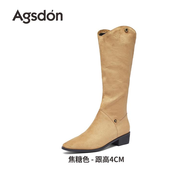 Augustine thick heel boots women's 2025 new autumn and winter retro knight boots but knee-high western cowboy boots