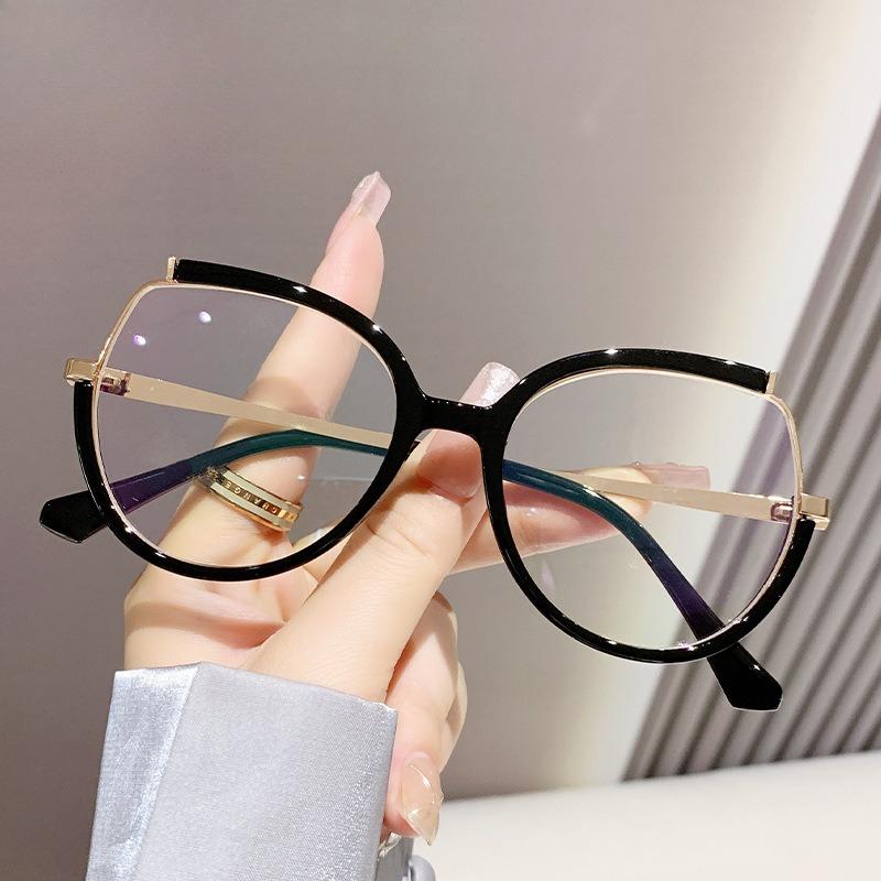 Fashionable Cat Eye Glasses Anti Blue Light HD Flat Lens Full Frame Ultra Light Versatile Eyewear