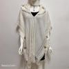 2022 Autumn/Winter Women's Plus Size Tassel Batwing Sleeve Hooded Knitted Pullover Sweater