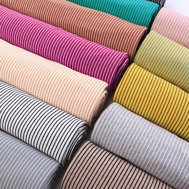 wide 1mm stripe 97% cotton+3% spandex knitting elastic fabric DIY sewing clothing cloth 175cm wide 100% tissu