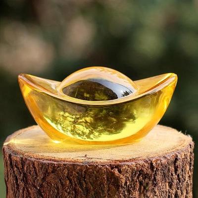 Feng Shui Glass Ingot Vastu Items for Home for Wealth, Glass Ingot Showpiece, Ingot for Good Luck and Prosperity