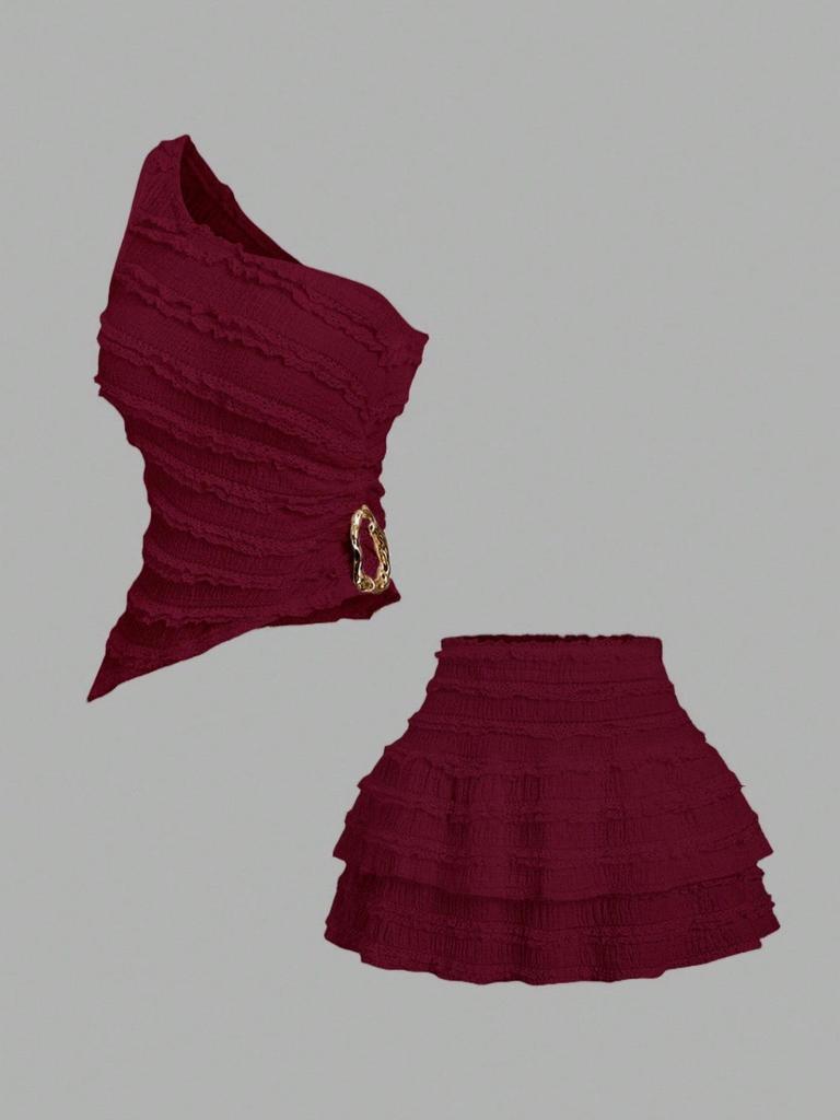 Ensemble débardeur à fines bretelles et jupe style coréen fille épicée avec design amincissant au dos