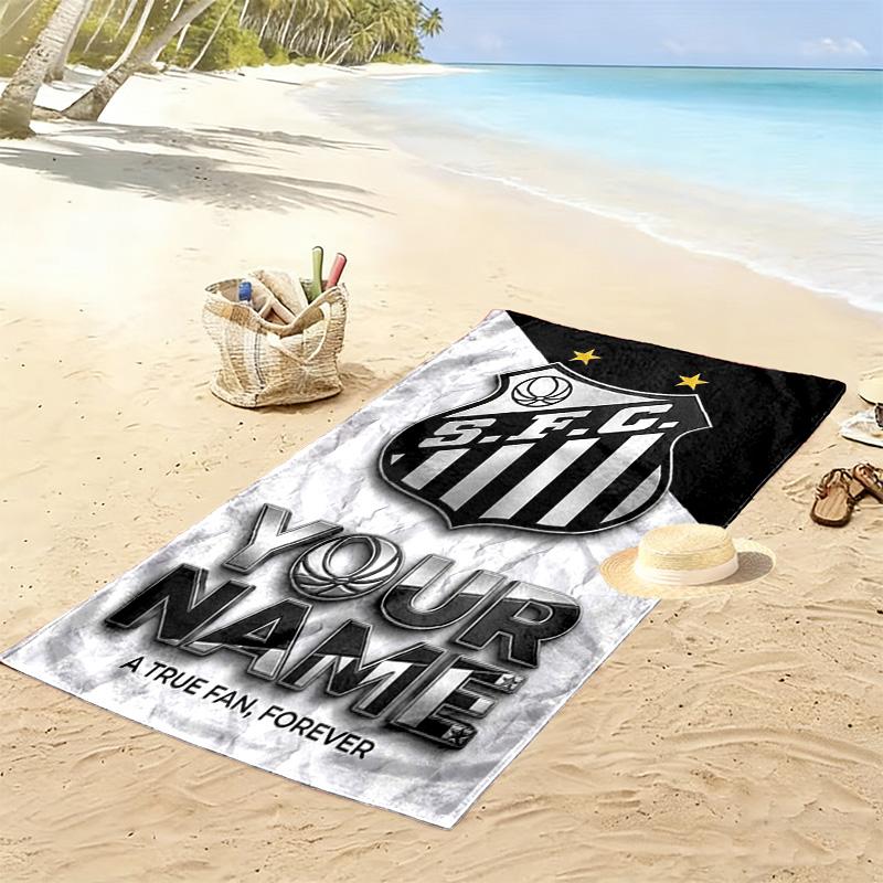 Name Custom Santos FC Art Print Beach Towel, Large Soft Quick Dry Towel for Beach Camping Swimming
