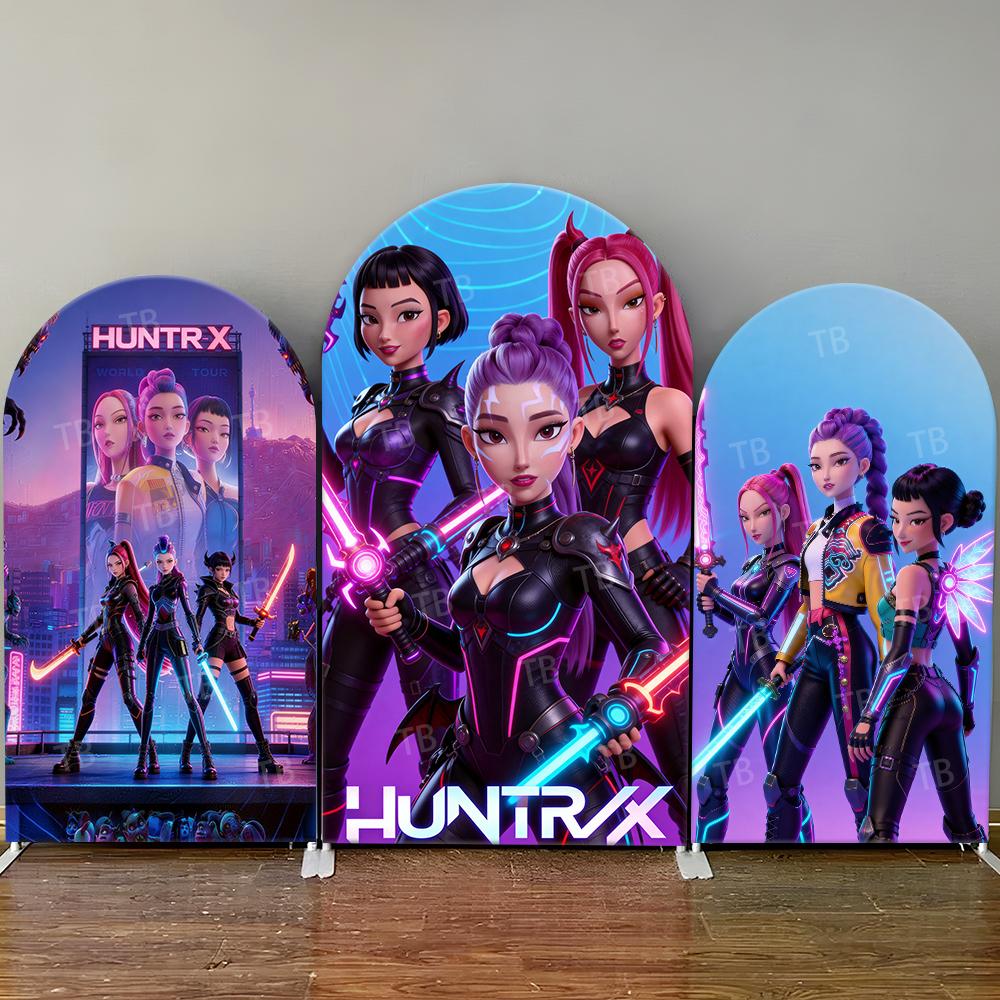K-POP Demon Hunter Arch Backdrop Cover Girls Birthday Party Decoration Baby Shower Cool Stage Kids Photography Background Wall