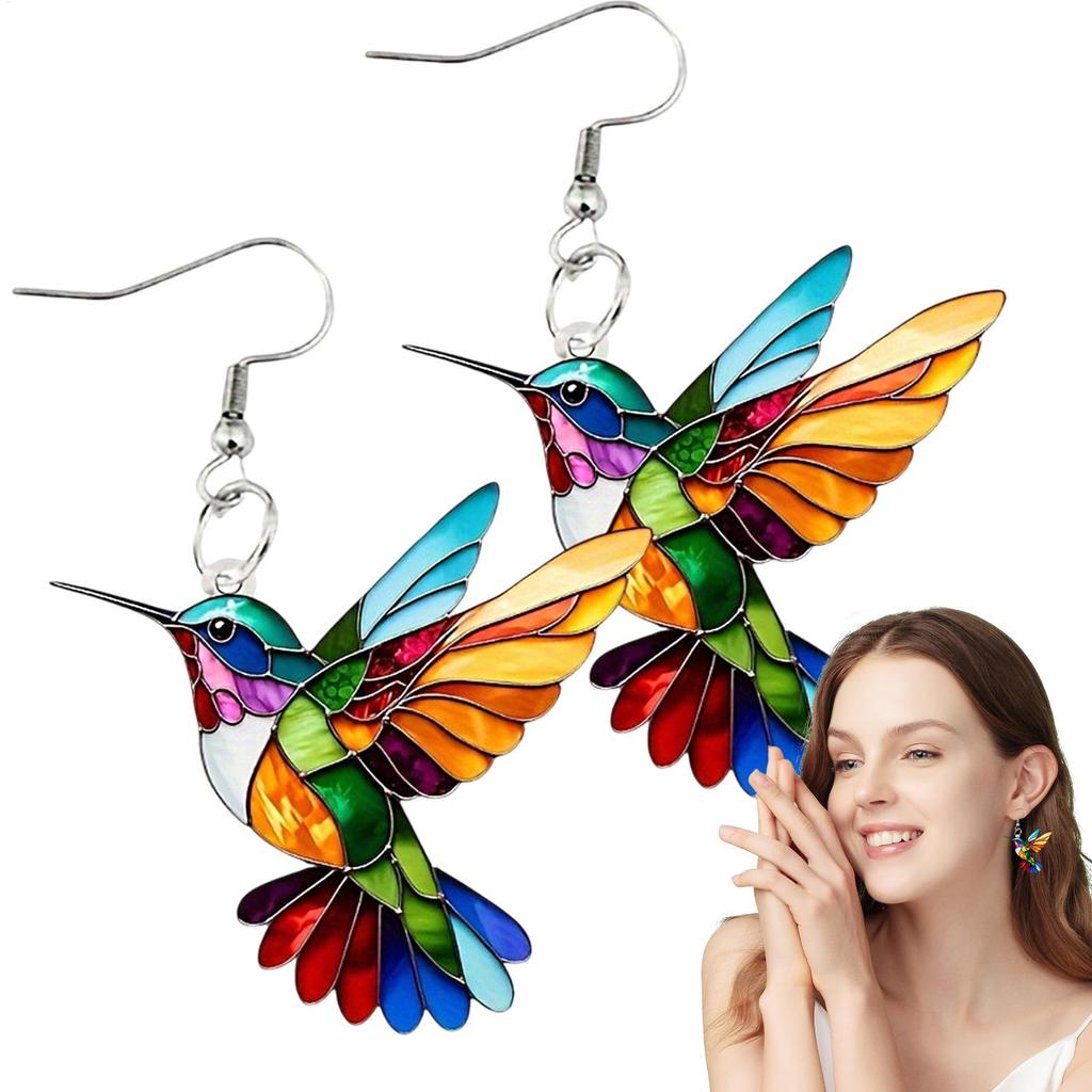 Colorful Hummingbird Earrings Women's Pendant Dangling Earrings Jewelry For Women Earrings Accessories Acrylic Dangling Earrings