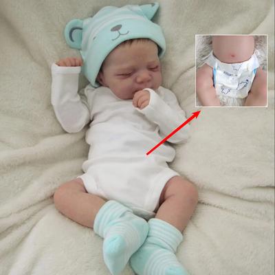 BZDOLL 48cm 19inch Full Body Soft Vinyl Reborn Baby Girl Doll with 3D-Paint Skin and Like Real Sleeping Newborn Bathe Toy for Children Birthday Gift