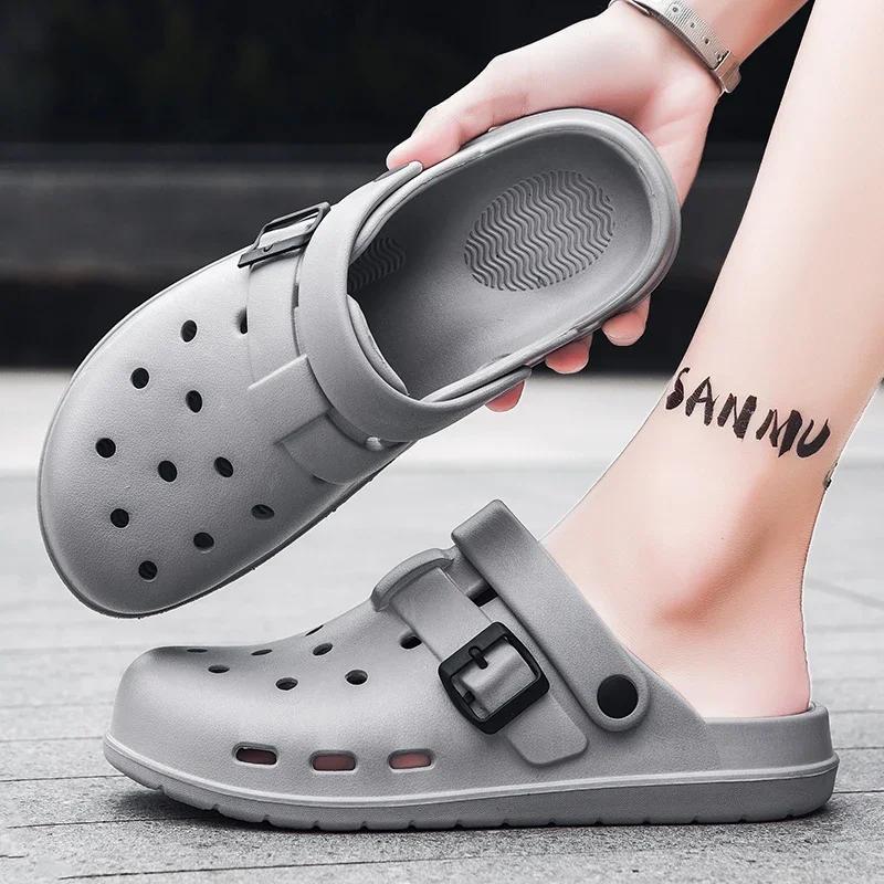 Fashion EVA Men Slippers Soft Outdoor Home Women Casual Shoes Non-slip Couple Garden Shoes Waterproof Chef Shoes Nurse Doctor Sandals