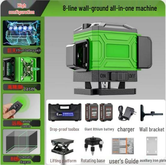 12-Line Green Laser Level: High-Precision, Strong Light, Automatic Wall/Floor-Sticking Instrument