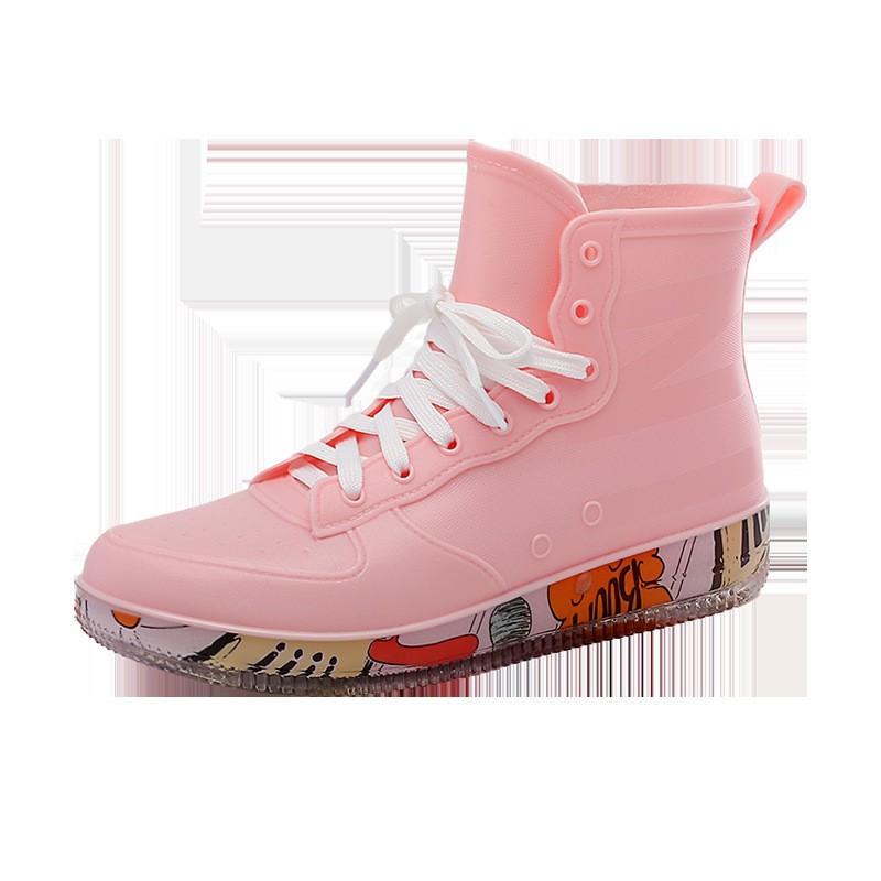 

Женские дождевые ботинки осень-зима, новые модные теплые средние дождевые ботинки для пар, мужские повседневные водонепроницаемые ботинки, рабочие резиновые ботинки, бахилы 44 розовый