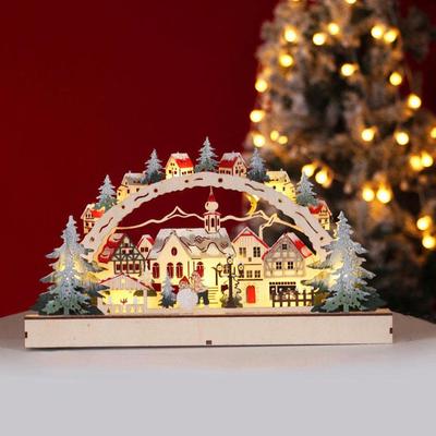 Wooden LED and Book Desktop Decor LED Bridge Lights Ornament Light Up Xmas House Village Scene Tabletop Cottage Townhouse Decor