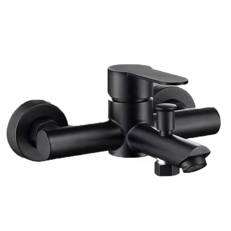 Schwarze Badezimmer-Duscharmaturen aus Edelstahl 304, Dreifach-Badewannenarmatur, Heiß- und Kaltwassermischer, Ventildüse, Wasserhahn, Wandmontage