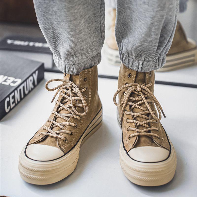 Buty płócienne męskie wysokie jesienne niszowe retro sportowe buty deskorolkowe platforma młodzieżowe Maillard marka trendowa buty codzienne