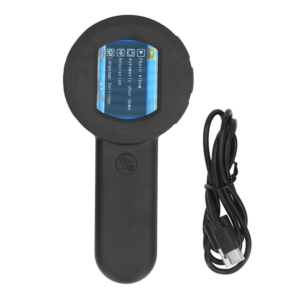 Handheld Electronic Magnifying Glass USB 2in IPS Screen with 8 LED Lights Portable Desktop Magnifier for Coin Jewelry
