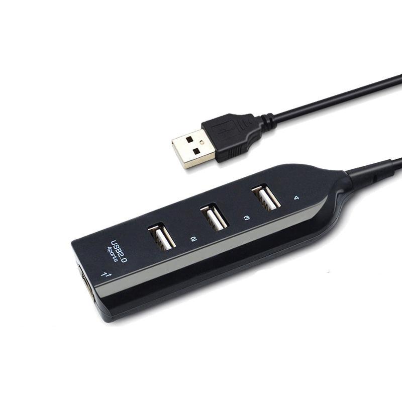

4-портовый высокоскоростной USB-концентратор с кабелем, мини-концентратор USB-разветвителя, USB 2.0-концентратор, портативный адаптер, универсальный для ноутбука чёрный