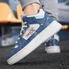 Scarpe da Skateboard Blu Cartone Animato Moda Uomo Bambino Sneakers da Skate Alte Uomo Casual Platform Trainer in Pelle Sneakers Anime Maschile