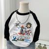 Kids Cotton Long Sleeve T Shirt Spring Autumn Cartoon Patchwork Top Casual Base Layer For Boys And Girls