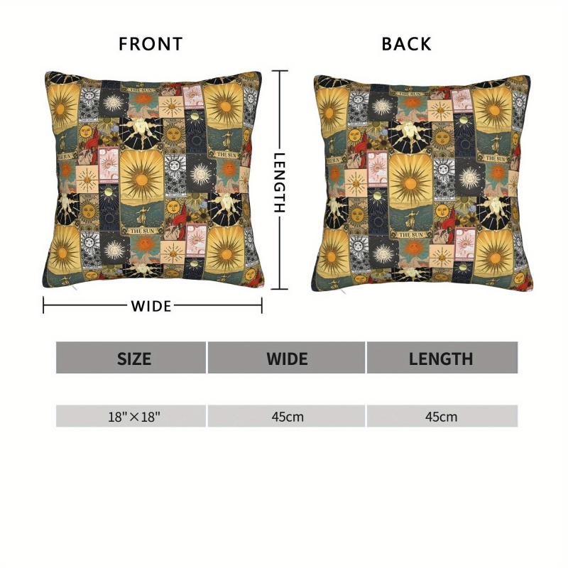 Vikama Sun Tarot Patchwork Sofa Cushion Cover Decorative Pillow Case - Soft Fabric Sofa Decor Accessories