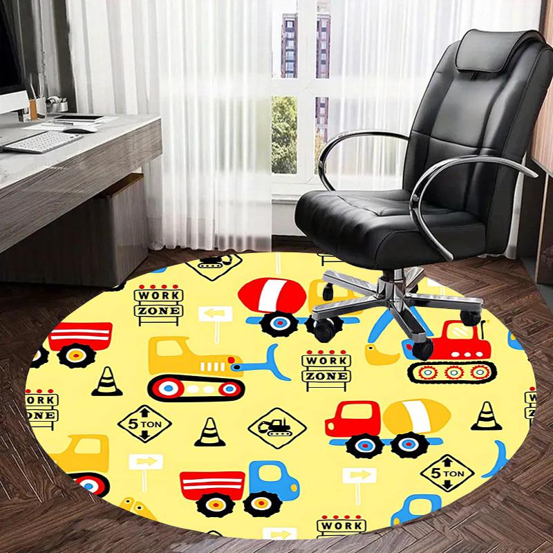 1PC construction vehicles Non-Slip Floor Round carpet, Office, family, bedroom, Large Area Rug Indoor Rugs, Vibrant Colors-Z0464