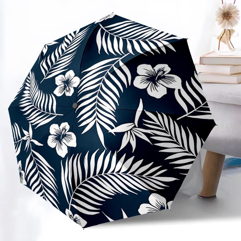 1pc Tropical Leaves Pattern Automatic Open/Close Umbrella - Compact Travel Umbrella, Gift for Birthday, yy251208103