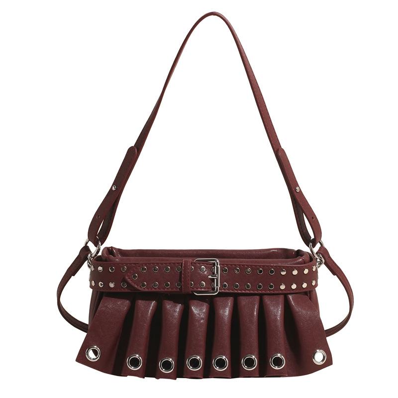 

bags women s bag 2025 new korean version fashion pleated shoulder bag ins internet celebrity trend crossbody armpit bag світло-коричневого кольору