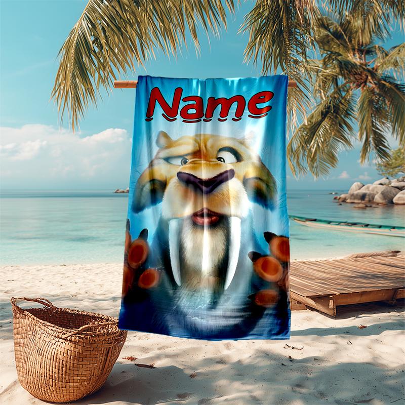 Personalized customized proof beach towel with Ice Age Dawn of the Dinosaurs pattern - soft, absorbent,quick-drying,perfect swimming,camping&bathing