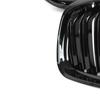 BMW Serie 3 E90 / E91 09-13 BERLINA / STATION WAGON griglie tra i fari (reni) set sinistra + destra DOPPIA BARRA NERA LUCIDA