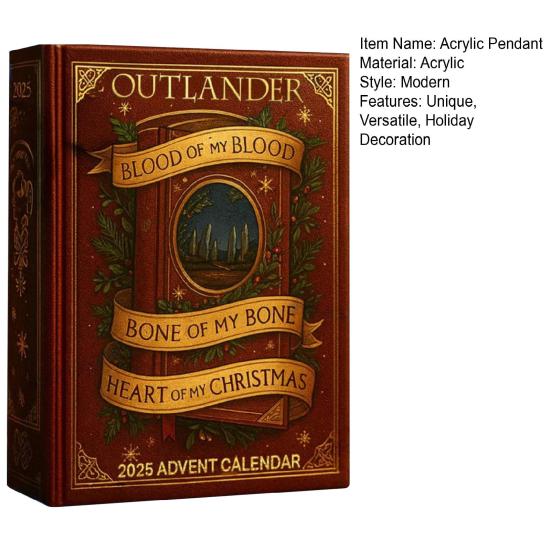 Outlander Blood Themed Advent Calendar 24-Day Christmas Countdown Box with Acrylic Ornaments Multifunctional Holiday